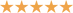 Fünf orangefarbene Sterne in einer Reihe auf hellem Hintergrund, die eine Fünf-Sterne-Bewertung darstellen.