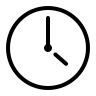 Einfaches schwarzes und weißes Uhrensymbol, das die Uhrzeit 12:20 anzeigt. Das Ziffernblatt hat minimale Details mit fetten Stunden-, Minuten- und Sekundenzeigern.