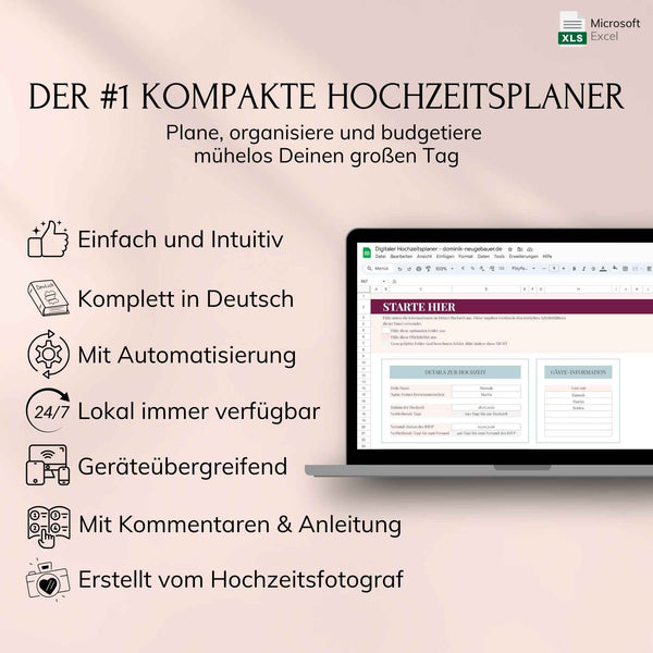 Digitaler Hochzeitsplaner – Excel