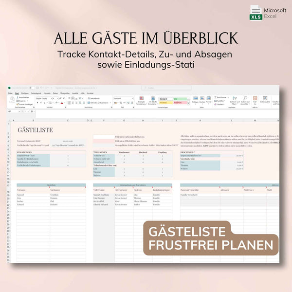 Digitaler Hochzeitsplaner – Excel