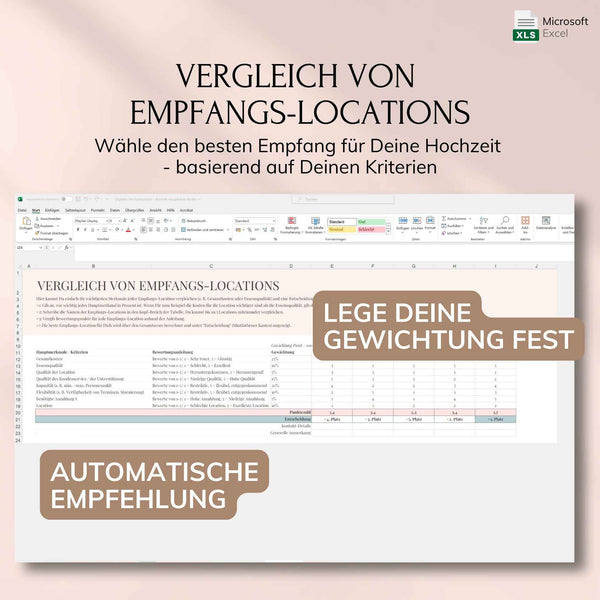 Digitaler Hochzeitsplaner – Excel