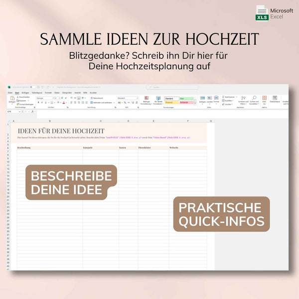 Digitaler Hochzeitsplaner – Excel