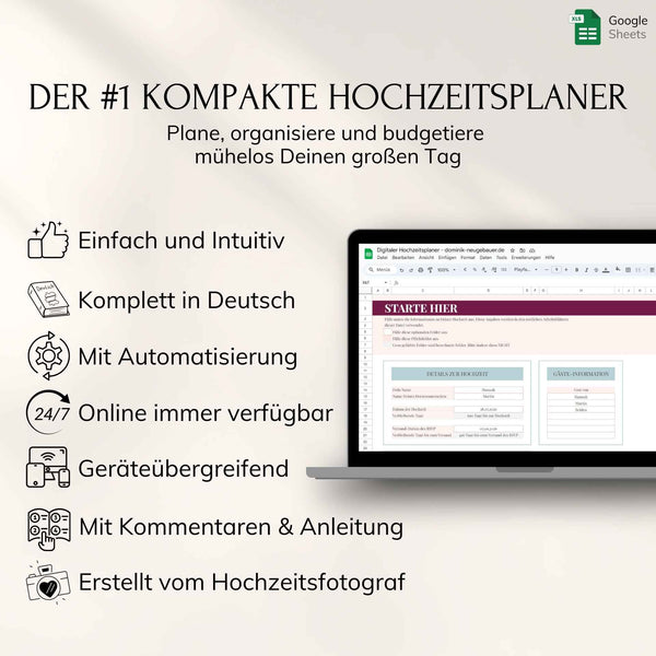 Digitaler Hochzeitsplaner – Google Sheets