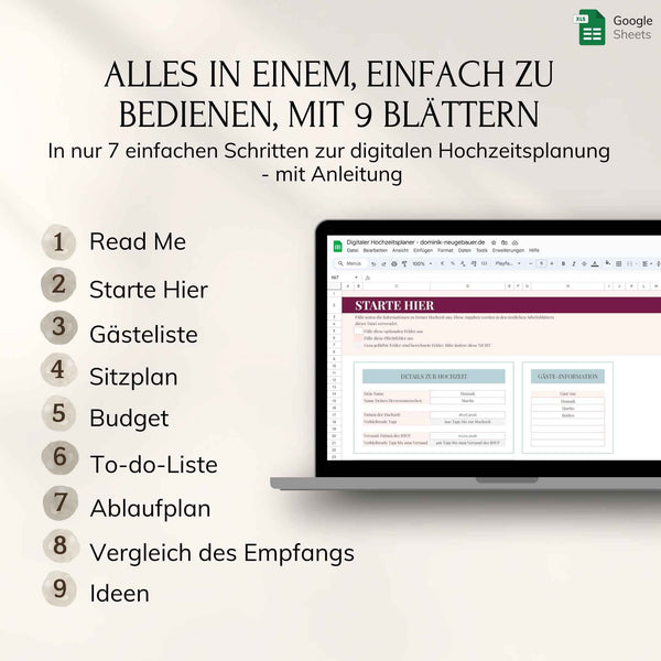 Digitaler Hochzeitsplaner – Google Sheets