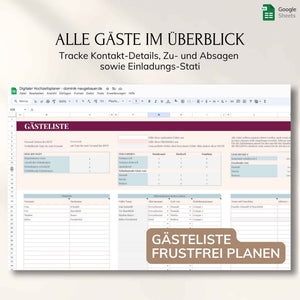 Digitaler Hochzeitsplaner – Google Sheets