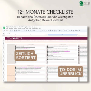 Digitaler Hochzeitsplaner – Google Sheets