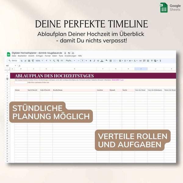Digitaler Hochzeitsplaner – Google Sheets