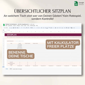 Digitaler Hochzeitsplaner – Google Sheets