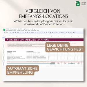 Digitaler Hochzeitsplaner – Google Sheets